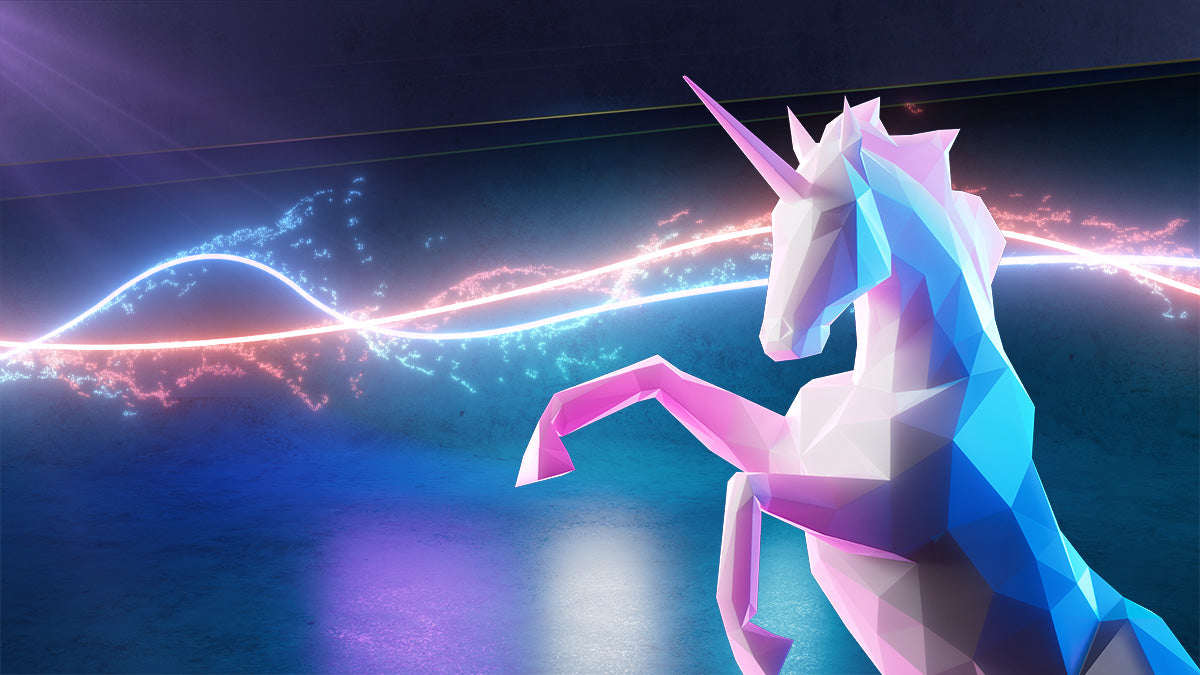 2 Minuten, 2 Millionen Polygon Einhorn Hintergrund